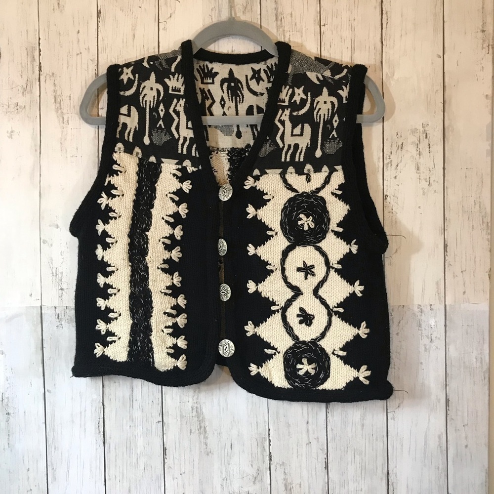 Vintage Ecuador Peruvian Aztec Crochet Vest
